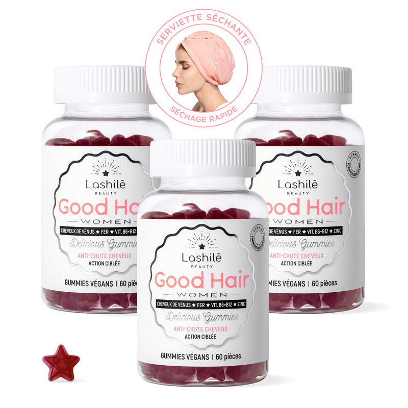 Gummies Good Hair Women Lashilé Beauty - Anti-chute des cheveux femme - Cure 3 mois